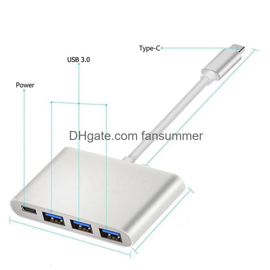 4 in 1 hub adapter usb-c type-c hubs usb 3.1 to 4-port usb3.0 hd rj45 ethernet network type c adapters for macbook other digital