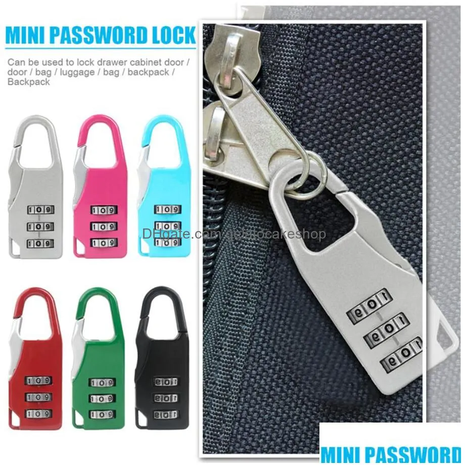 3 mini dial digit lock number code password combination padlock security travel safe lock for padlock luggage lock of gym dhs