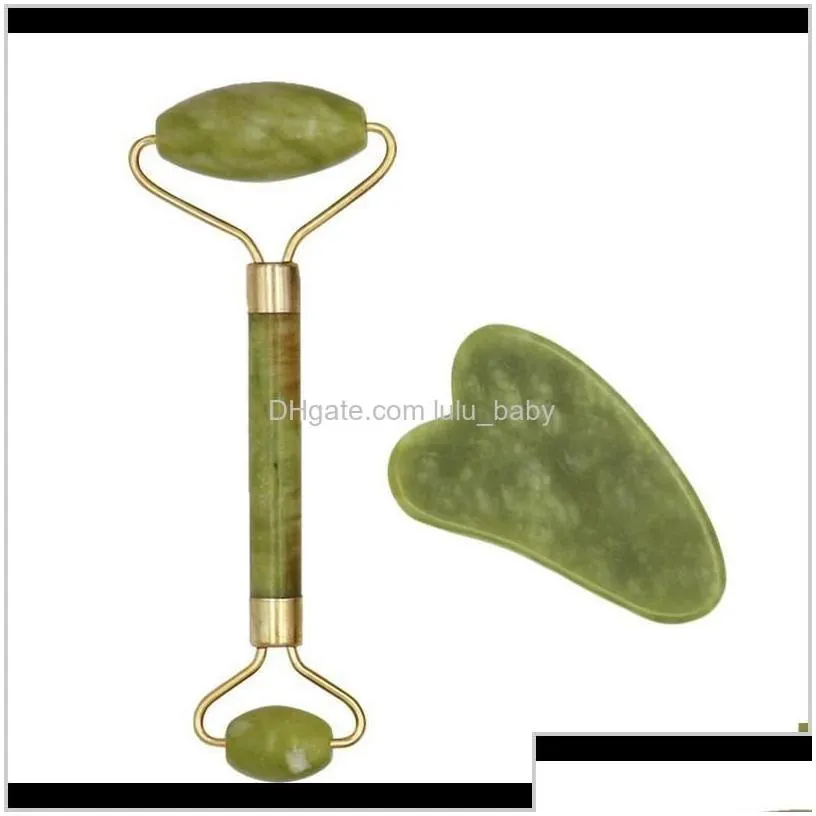 Natural Jade Roller Guasha Skin Scraper Set Stone Firming Antiaging Puffy Eyes Neck Anti Wrinkle Riezv F4Cqt