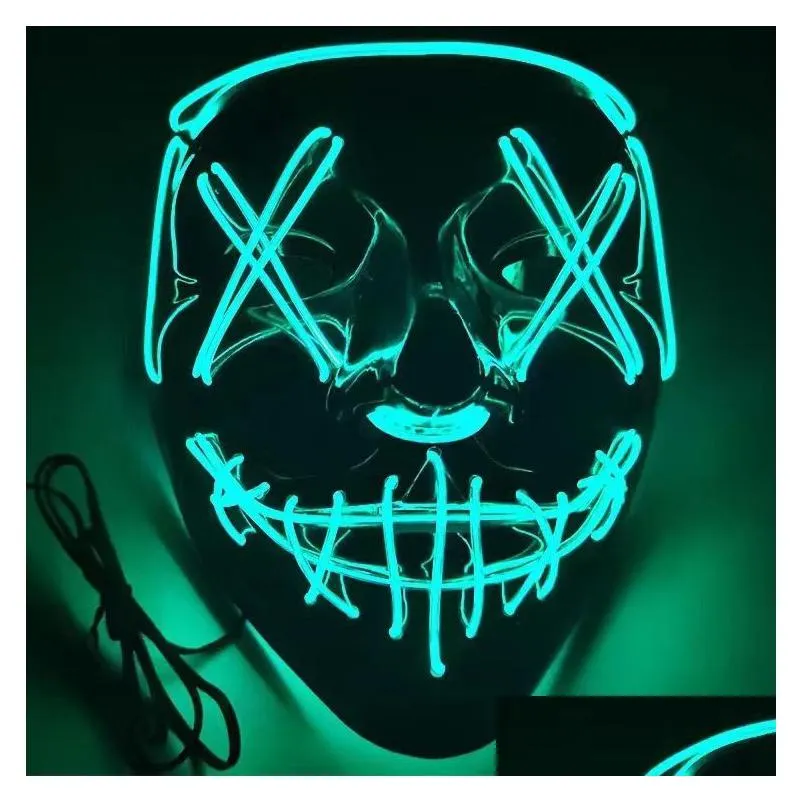 led glow black v-shaped mask cold light halloween mask ghost step dance glow fun election year festival role playing clothing supplies party