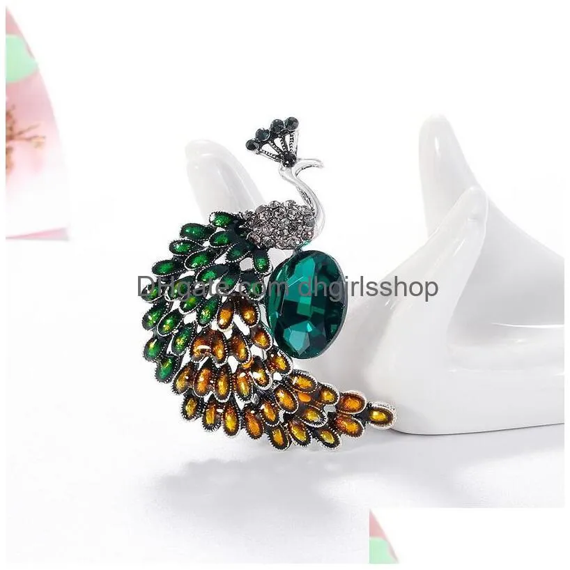 fashion rhinestone peacock bird brooches women beauty animal weddings party office brooch pins gifts