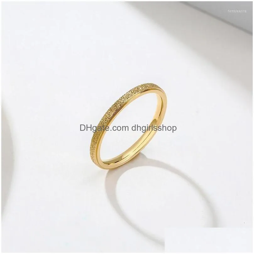 cluster rings zorcvens simple 2mm woman men`s couple gold color stainless steel ring matte finger jewelry for male wedding bands gift