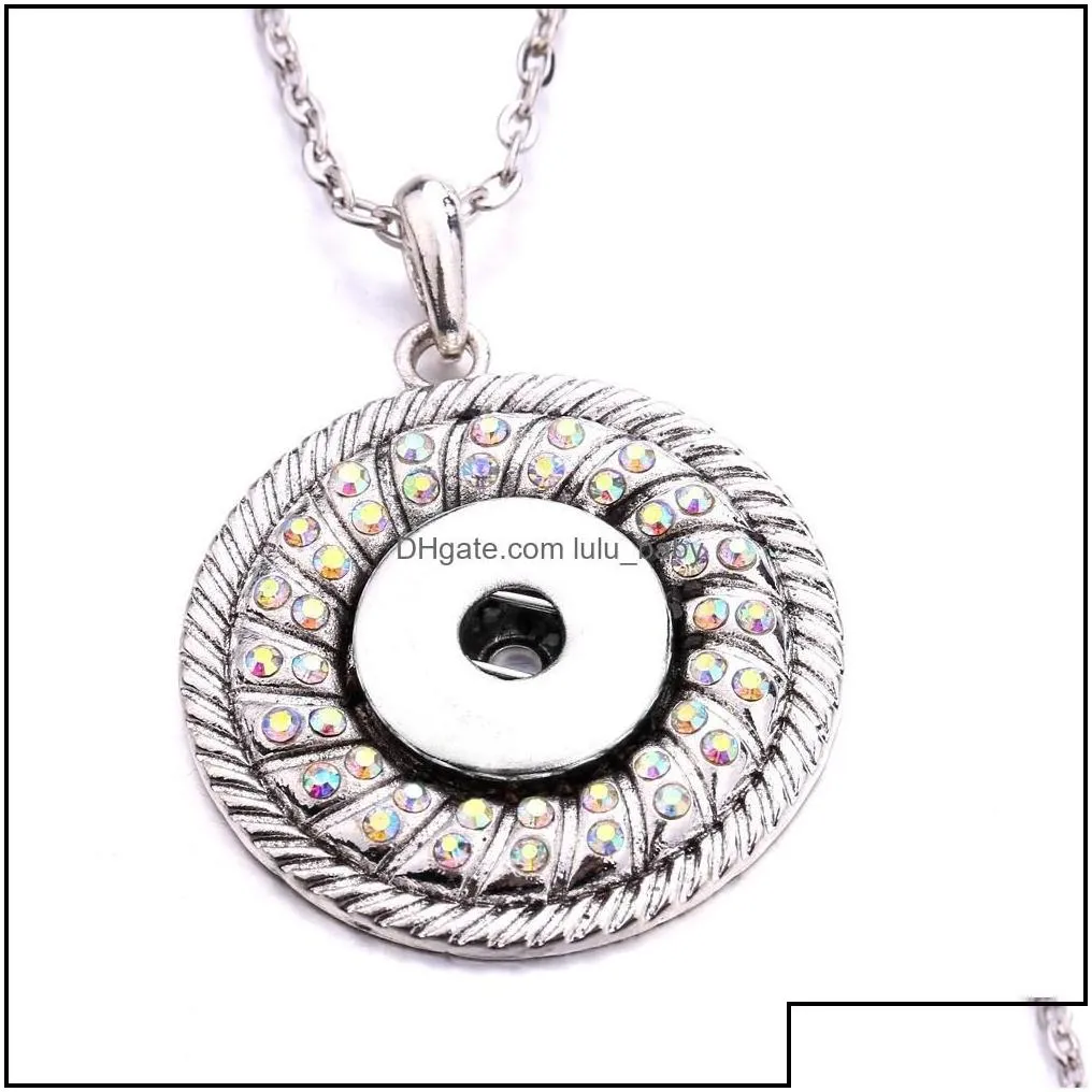 Pendant Necklaces Pendants Jewelry Fashion Oval Round Crystal Snap Button Necklace 18Mm Ginger Snaps Buttons Charms With Stainless Steel