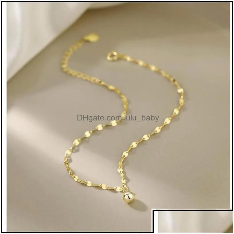 Anklets Top Quality 925 Sterling Sier Women Jewelry Shiny Gold Wave Chain Bracelet For Lady Aessories Girl Christmas Present Drop Delivery