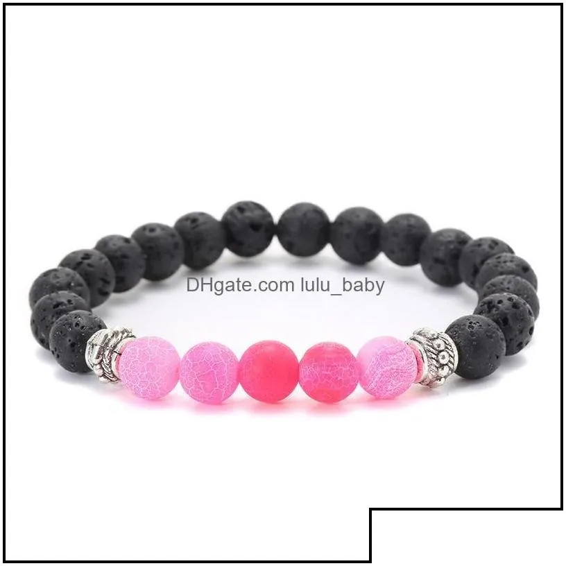 Charm Bracelets Jewelry Weathers Agate Black Lava Stone Bracelet Essential Oil Per Diffuser For Women Men Yoga Drop Delivery 2021