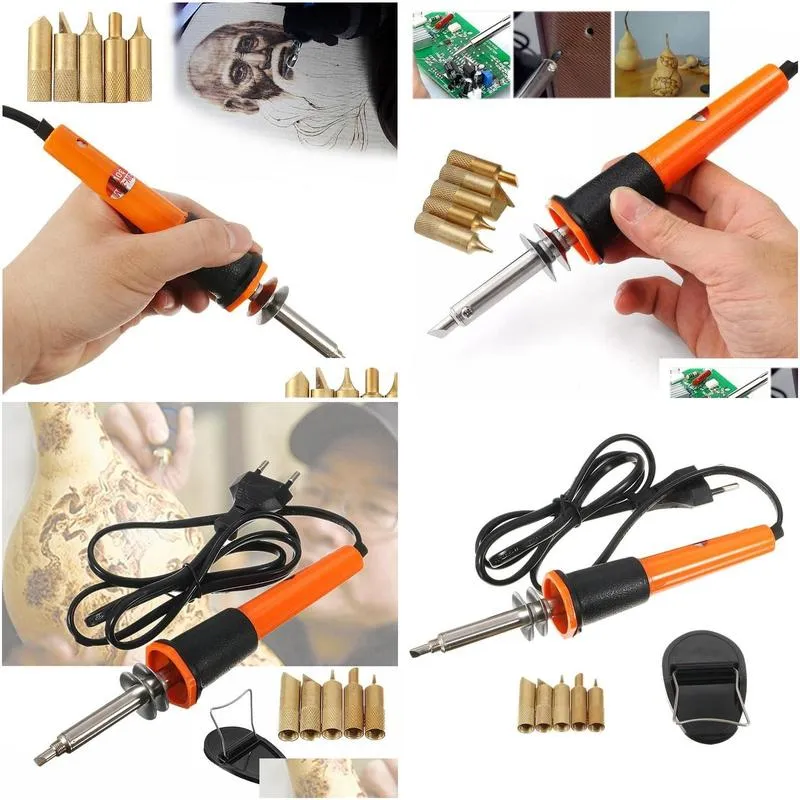 hand power tool accessories 110v/220v 30w electric soldering iron pen wood burning set pencil burner with tips and eu plug