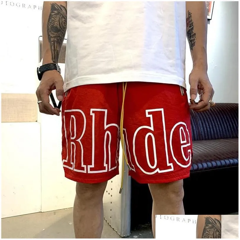 Compare with Similar Items Latest Color Rhude Shorts Designers Mens Basketball Short Pants Luxurys Summer Beach Palm Letter Mesh