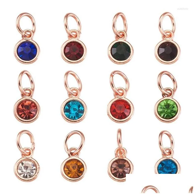 Charms 48pcs 12 Colors Alloy Birthstone Rhinestone For Birthday Jewelry Making Women Necklace Pendant Earrings DIY AccessoriesCharms