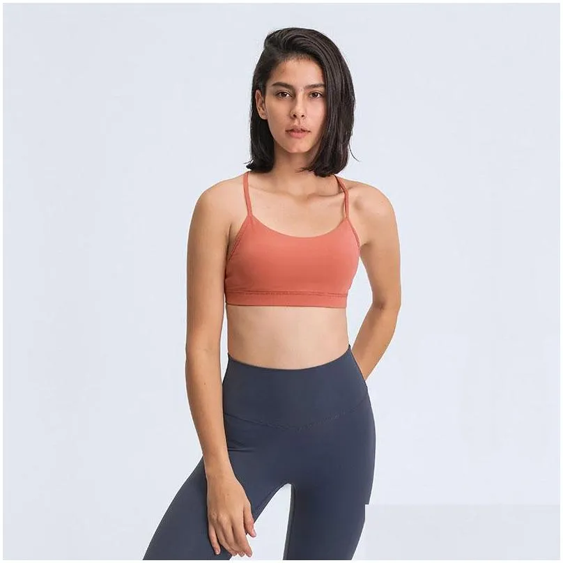L-005 Y-Shaped Back Skin-Friendly Tank With Chest Pad Fitness Outfit Feels Buttery-Soft Sports Bra Removable Cups Yoga Vest Solid Color Underwear Sexy Female