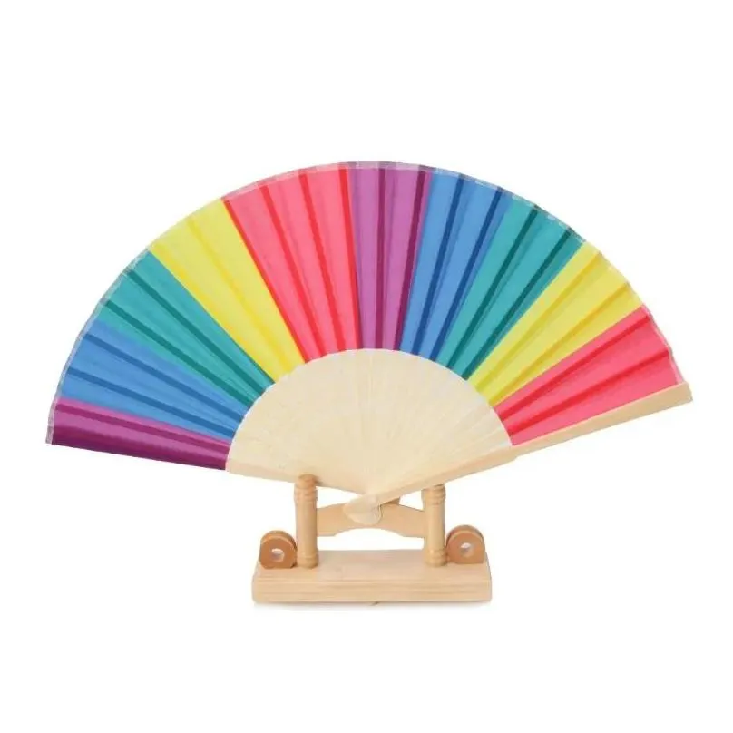 new arrival chinese style colorful rainbow folding hand fan party favors wedding souvenirs giveaway for guest 70pcs
