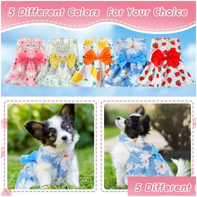 dog apparel dog dresses floral puppy skirt pet princess bowknot dress cute doggie summer outfits pets clothes for small dogs yorkie female cat xs