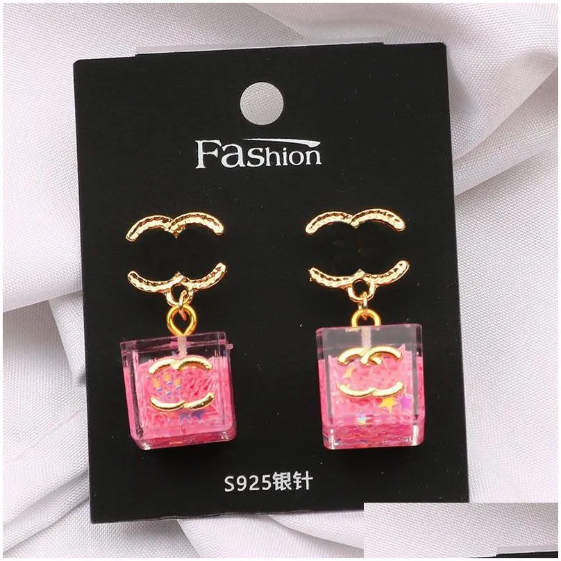 fashion women designer earrings ear stud designers brand 18k gold plated letters multi-color crystal rhinestone earring wedding party jewerlry luxury gift with