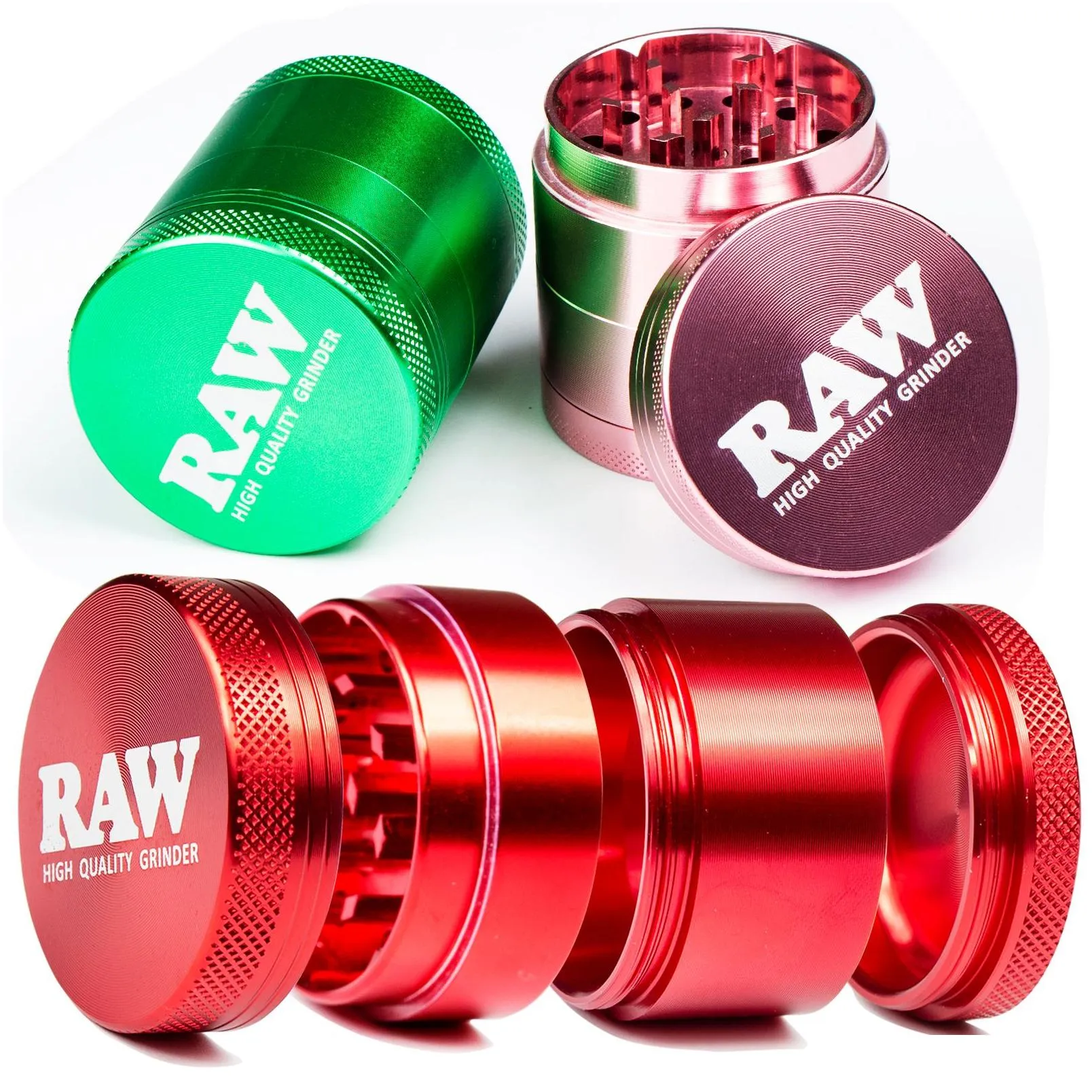 raw 40mm 4 part smoking grinder cnc aluminum shredder tobacco spice grinder