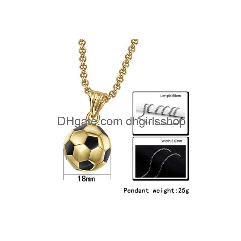 fashion stainless steel football necklace men soccer pendant necklace women sporty jewelry gift