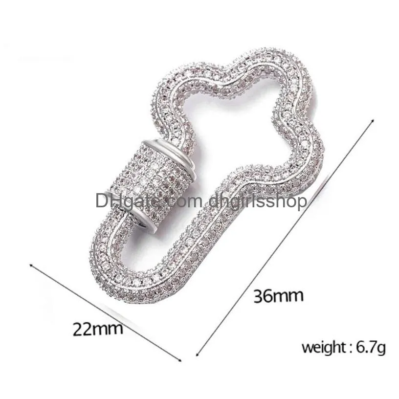 riversr cz micro pave screw clasps accessories white rose gold gun black cross copper zircon connector fasteners diy jewelry making