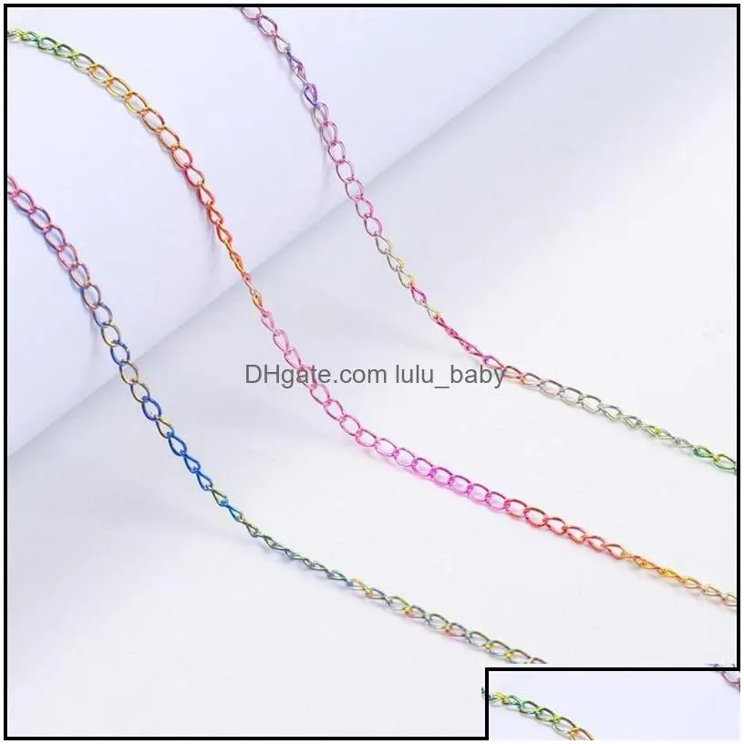 Chains Necklaces & Pendants Jewelry 2 Meter 2.5Mm Rainbow Necklace Bracelet Diy Extended Extension Chain Mticolor Extender Tail For Making