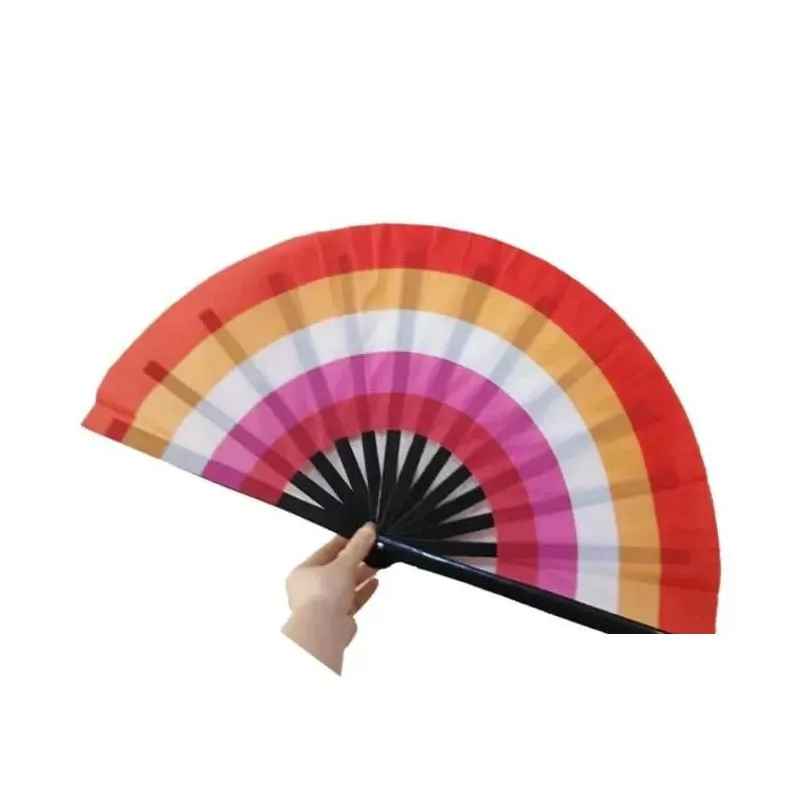 rainbow folding fans lgbt colorful hand-held fan for women men pride party decoration music festival events dance rave supplies