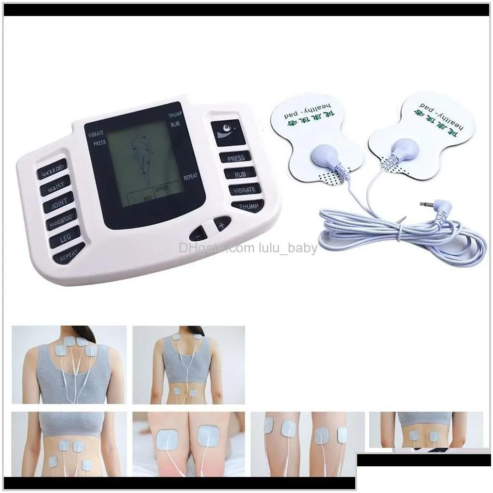 English Version Electric Muscle Stimulator Body Slimming Masr Pulse Tens Acupuncture Machine 16Padseuus Plug Vi2Cr Health Gadgets