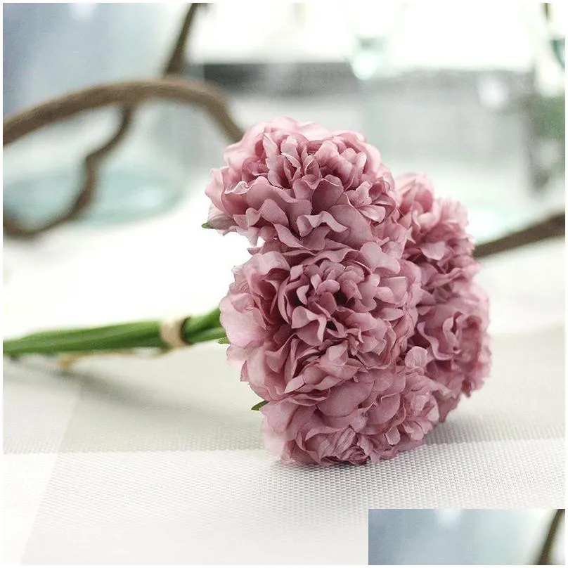 wholesale-1 bouquet 5 head wedding artificial hydrangea flower home wedding party birthday year christmas valentines day floral