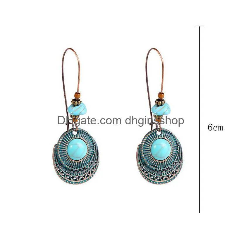 boho femme charm turquoise earrings antique gypsy indian tribal ethnic hoop dangle mandala earrings