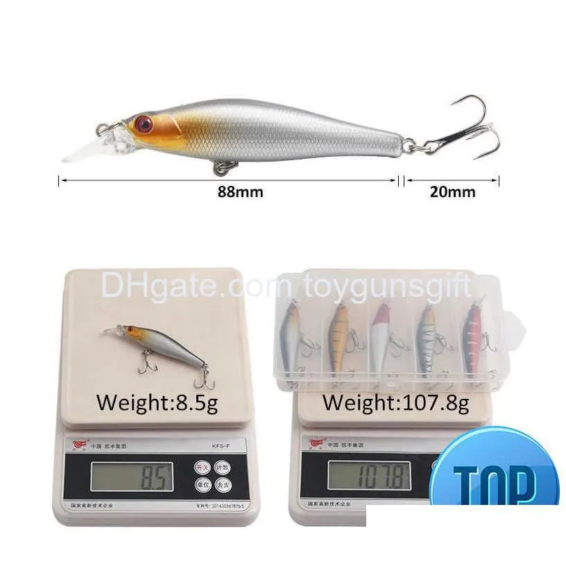 1pcs 8.8cm 8.5g fishing lure quality minnow lure 3d eyes plastic hard bait pesca artificial jig wobblers crank bait fishing bait