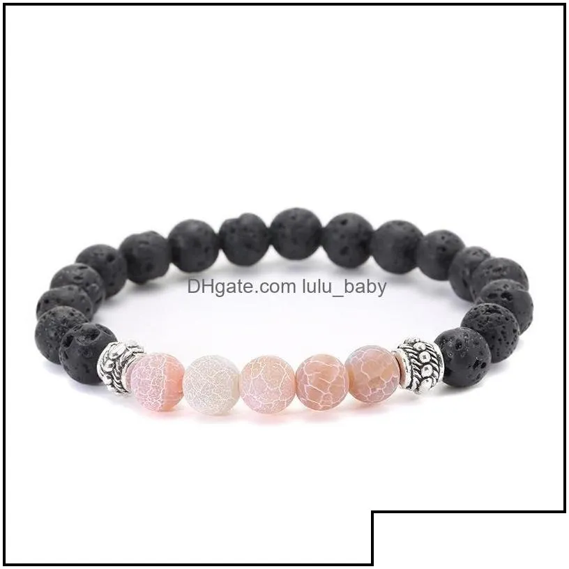 Charm Bracelets Jewelry Weathers Agate Black Lava Stone Bracelet Essential Oil Per Diffuser For Women Men Yoga Drop Delivery 2021