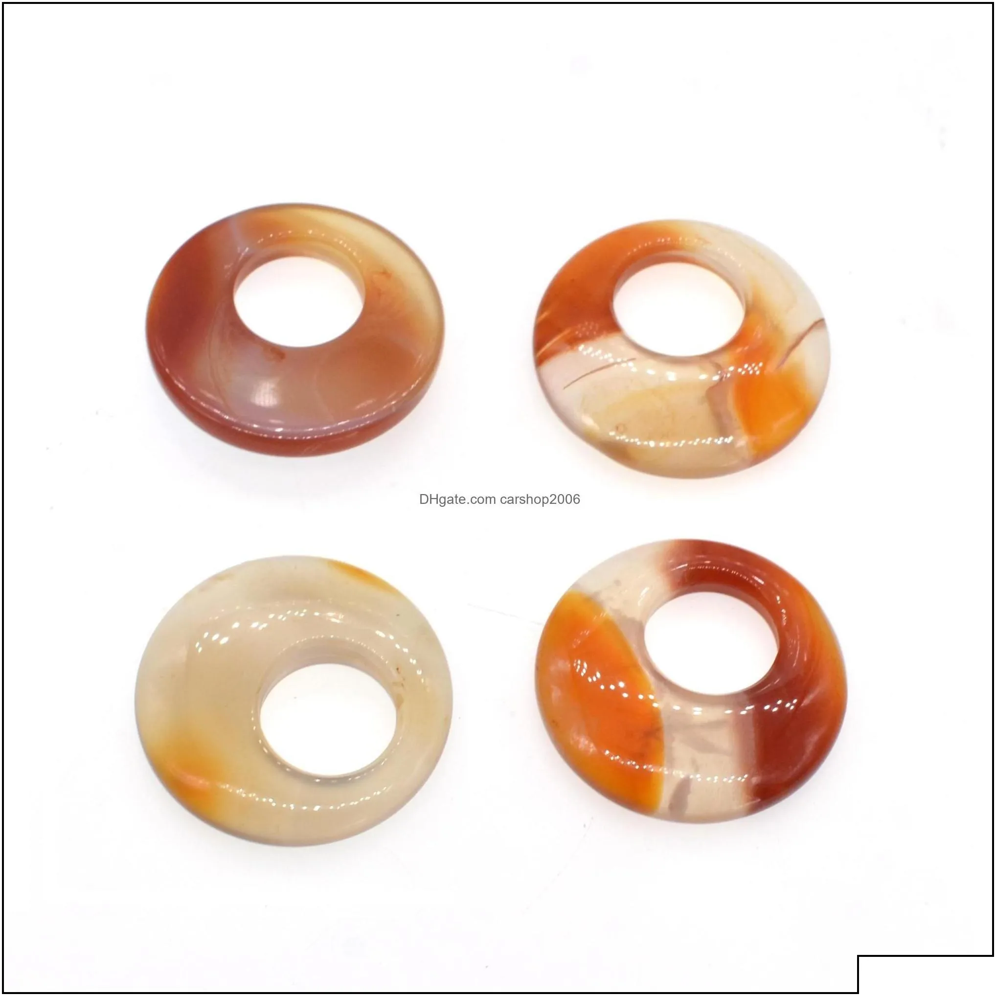 car dvr Pendant Necklaces Natural Gemstone Pendants Donut Bk Jewelry Making Charms For 28Mm Mixed Color Drop Delivery Dha4J