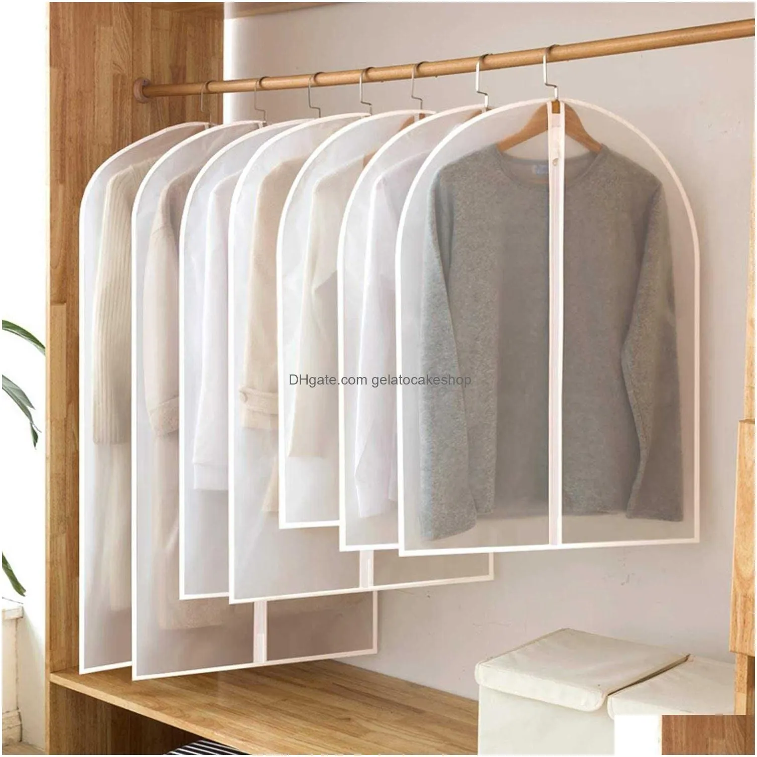  peva dress clothes cover long dress suit jacket white transparent hanging dust cover home wardrobe clothes storage bag