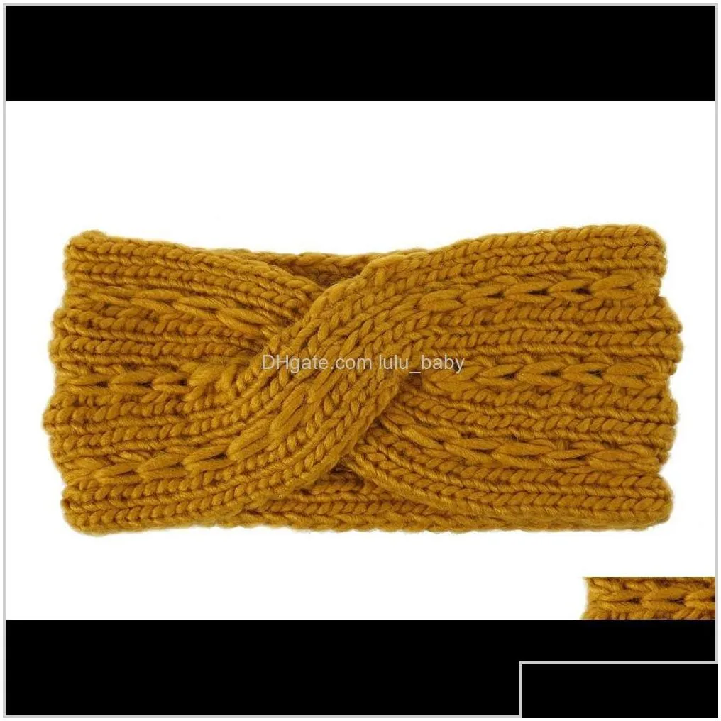 Headbands Jewelry Drop Delivery 2021 9 Color Winter Warmer Ear Knitted Headband Turban For Lady Women Crochet Bow Wide Stretch Solid