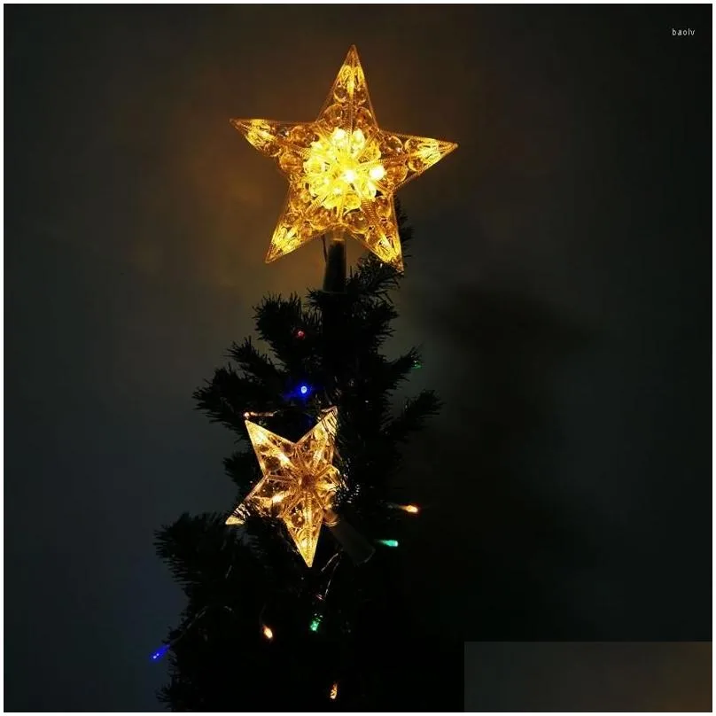 christmas decorations 066e nordic style tree topper star with led light battery powered faux crystal beads treetop fairy lamp party