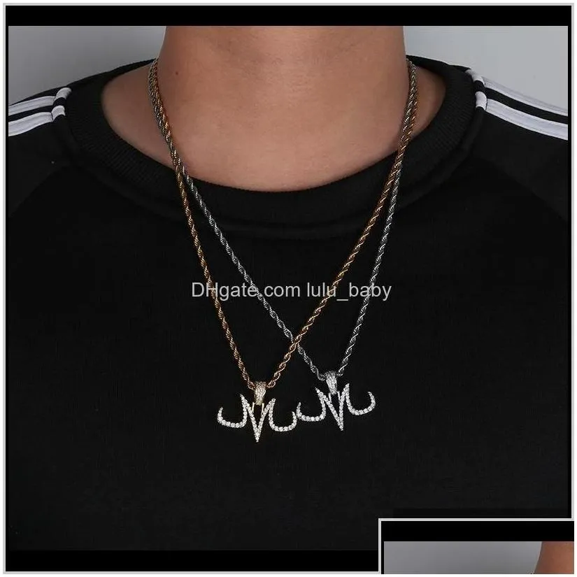 Iced Out Chains Diamond Designer Necklace Mens Gold Chain Pendants Hip Hop Jewelry Rapper Hiphop Accessories Fashion Letter M F1Uwf Ne