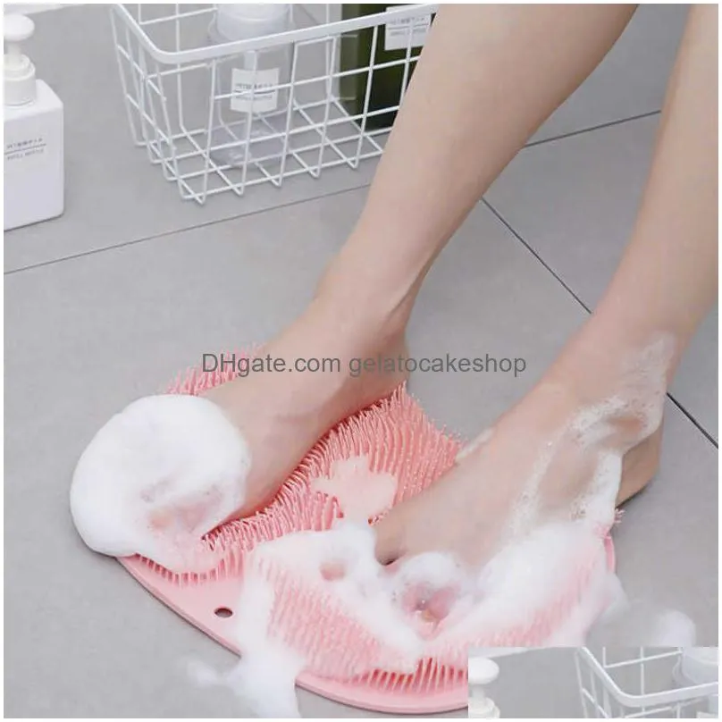  exfoliating shower massage scraper bathroom non-slip bath mat back massage brush silicone foot wash body cleaning bathing tool