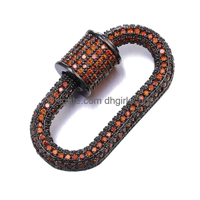 riversr cz micro pave screw clasps accessories white rose yellow gun black fuchsia orange purple oval copper zircon diy jewelry making