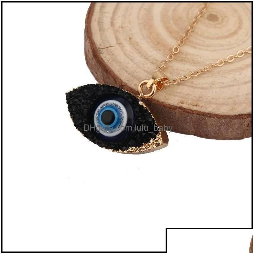 Pendant Necklaces Pendants Jewelry Simple Evil Eye Druzy Drusy Necklace Women Resin Handmade Clavicel Chains For Female Christmas