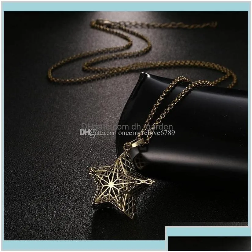 Pentagram Pearl Accessories Essential Oil Diffuser Necklaces Hollow Out Cage Pendant 09Cgl Lockets S72Xk
