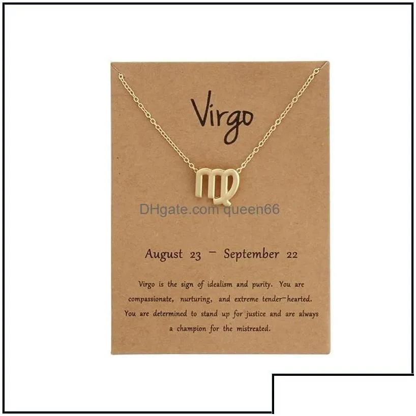 Pendant Necklaces 12 Zodiac With Gift Card Constellation Sign Gold Chains Necklace For Men Women Fashion Jewelry In Bk Drop Delivery