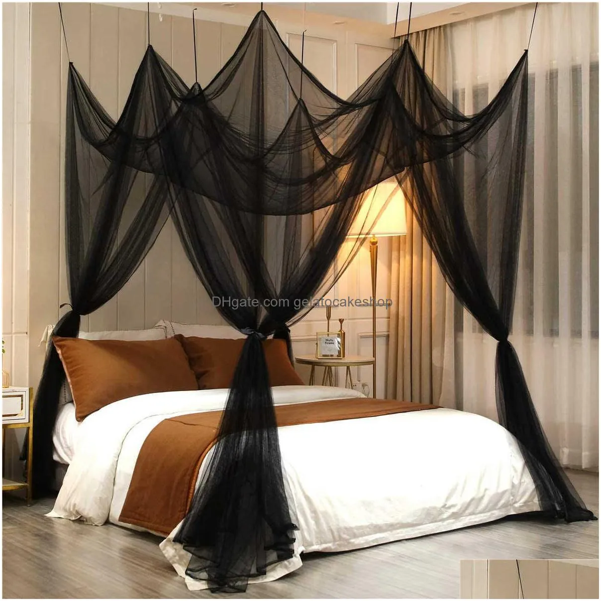  8 corner post canopy bed curtains elegant camping tent mosquito net for bed canopy screen netting full/queen/king