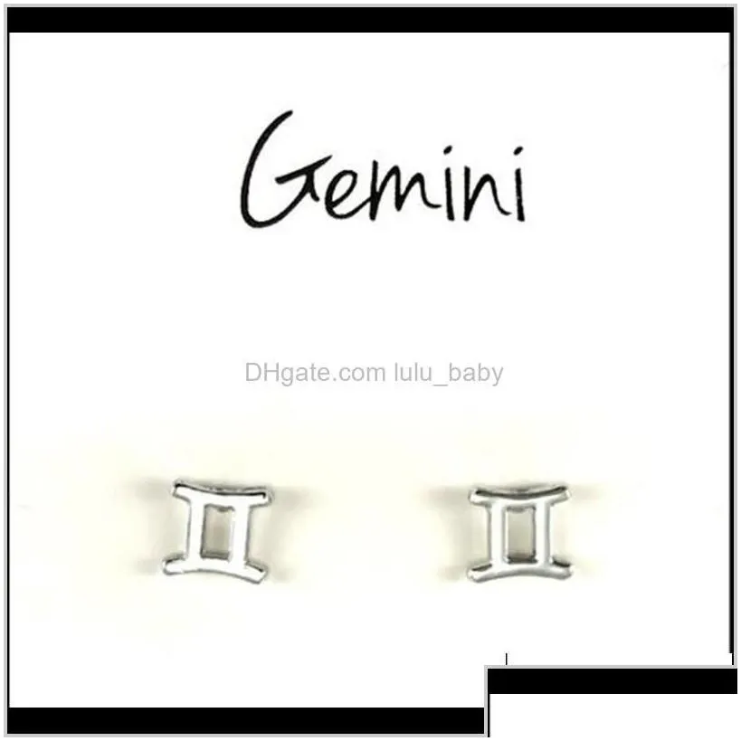 Fashion 12 Constellation Earring Classic Silver Gold Zodiac Sign Earrings Jewelry With Gift Card Qoh3P 16Aqr