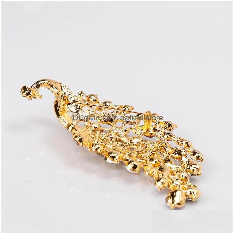 fashion rhinestone peacock bird brooches women beauty animal weddings party office brooch pins gifts