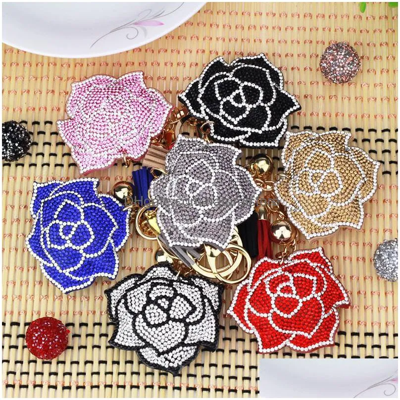 diamond painting key rings rose full drill special shaped women bag decoration pendant ornament keychain gift