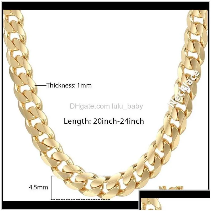 Chains Necklaces Pendants Jewelrytrendsmax Mens Cuban Link Gold Filled Chain Necklace Gift For Men Hiphop Wholesale Jewelry 4.5Mm 50Cm