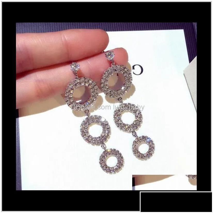 Super Glittering Ins Trendy Fashion Designer Luxury Diamond Zircon Multi Circles Dangle Chandelier Earrings For Woman Girls X9Cmf