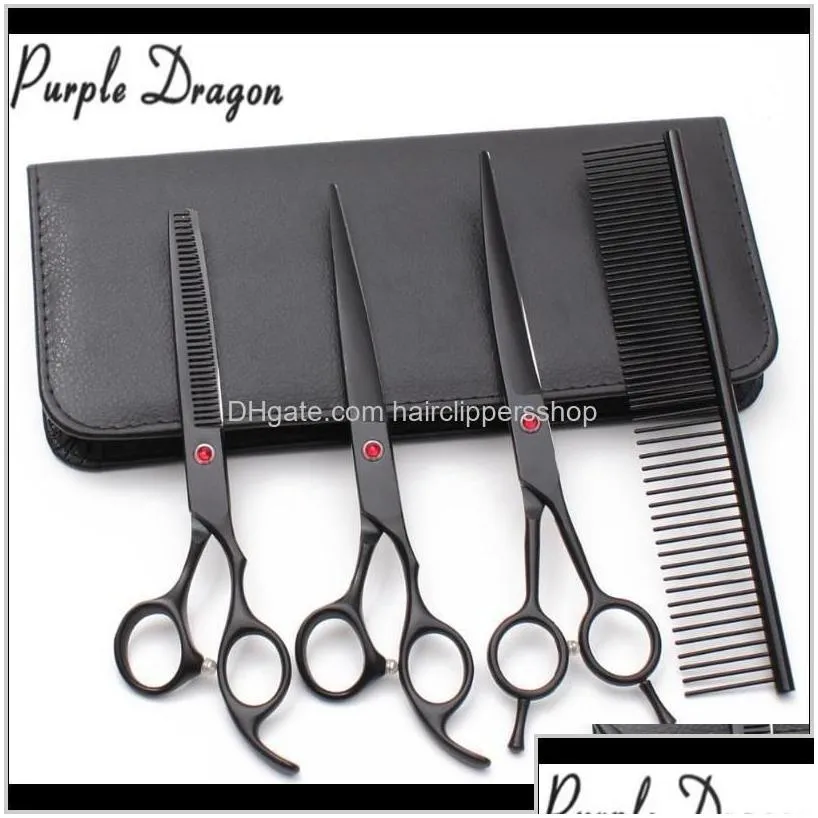 4Pcs 7 Inch Purple Dragon Stainless Hairdresser For Mascotas Cutting Shears Thinning Groomingfordog Pets 2F6Rs Hair Qccj0