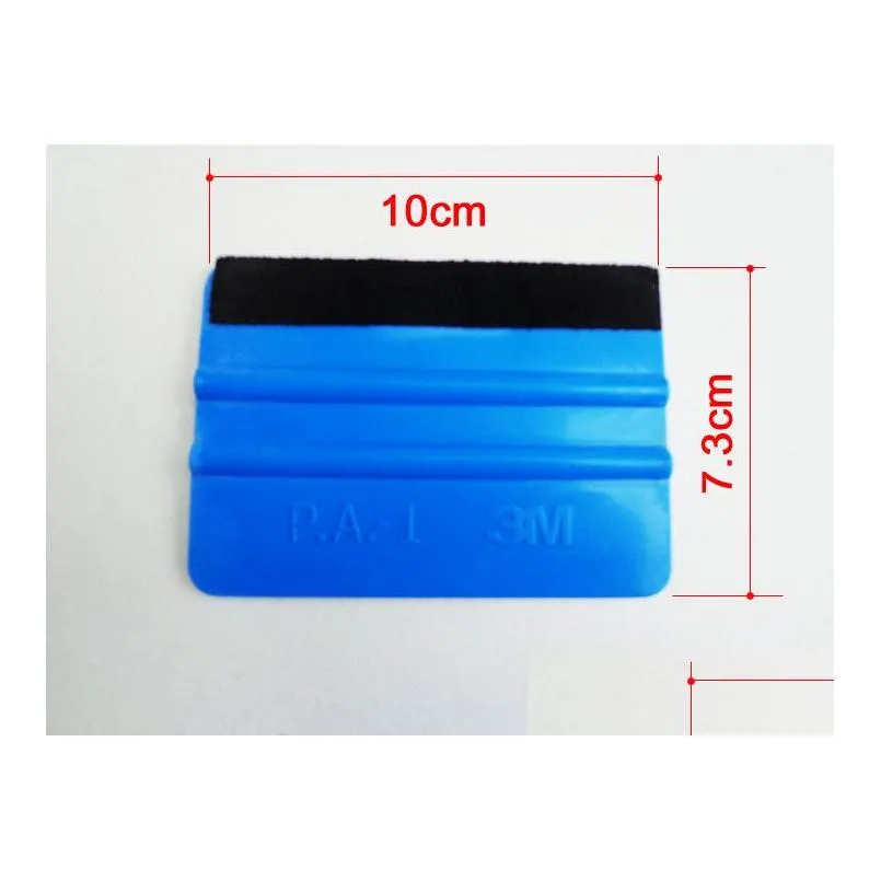 care cleaning tools car vinyl film wrapping tools blue color  scraper squeegee with felt edge size 10cmx7cm