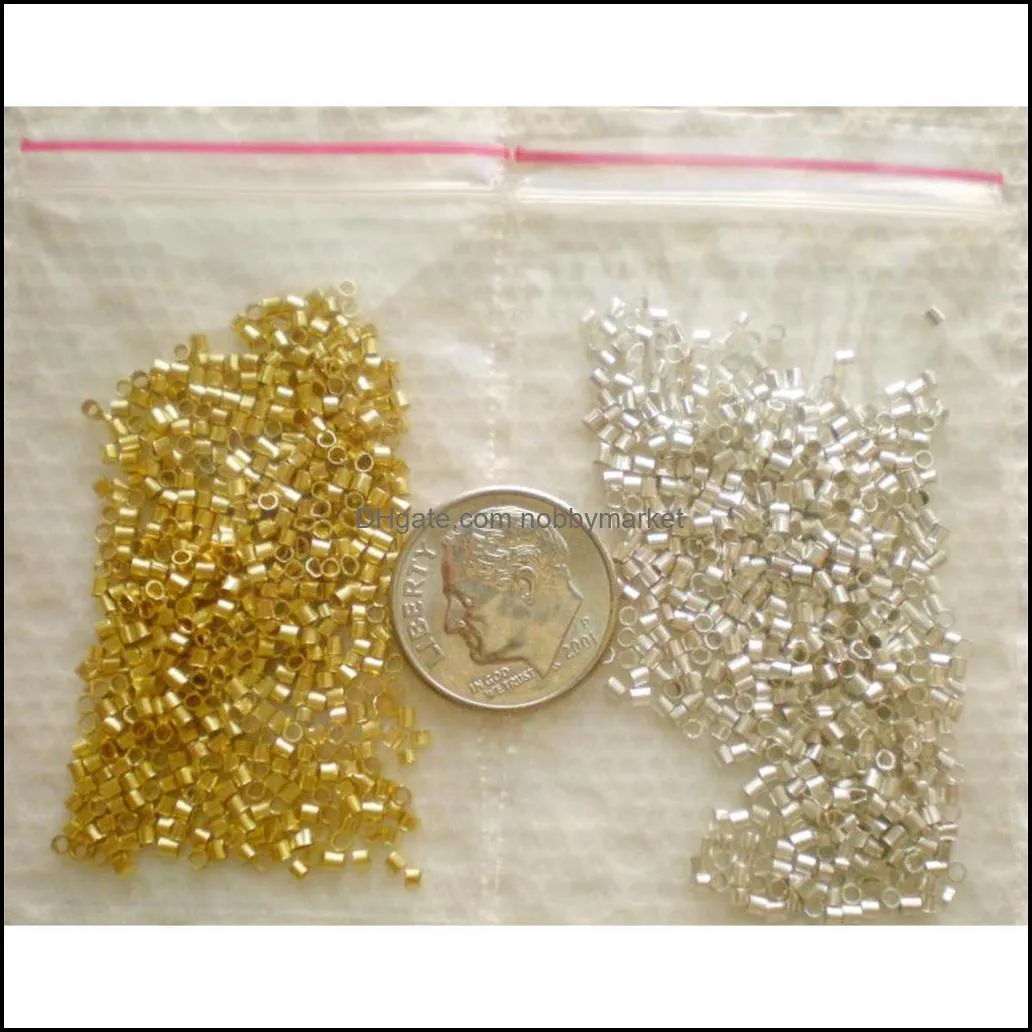 Wholesale-Newest 1000-Piece Mix Tube Crimp Beads for Jewelry Making, 1.5mm, Silver&Gold