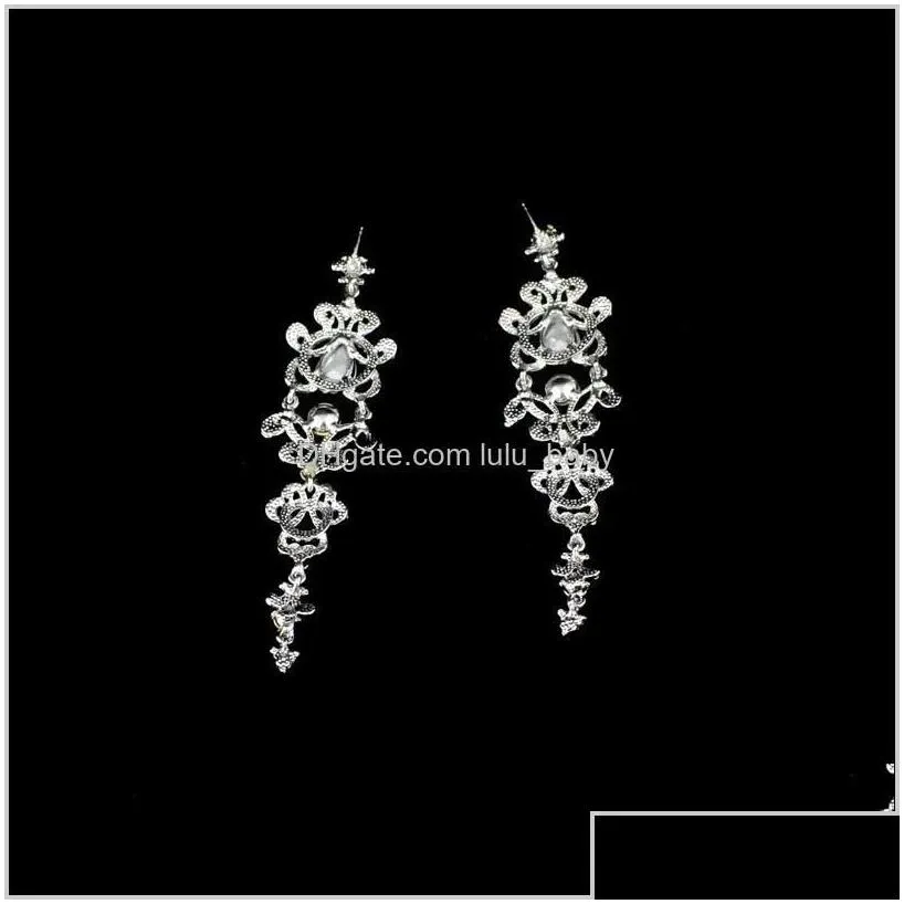 European Style Silver Plated Alloy Crystal Rhinestone Dangle Earrings Wny4V Charm Glvtk