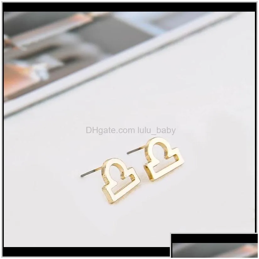 Fashion 12 Constellation Earring Classic Silver Gold Zodiac Sign Earrings Jewelry With Gift Card Qoh3P 16Aqr