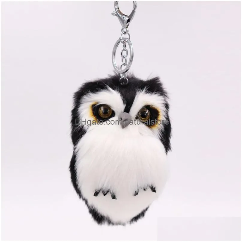 imitation rabbit fur owl keychain cute fashion kids plush dolls pom soft fluffy charm baby girls women gift