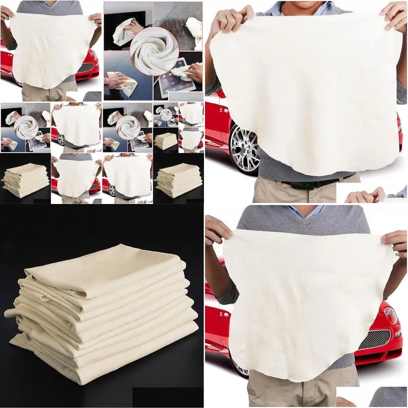 45x60cm auto care natural chamois leather car cleaning cloth leather wash suede absorbent quick dry towel streak lint 