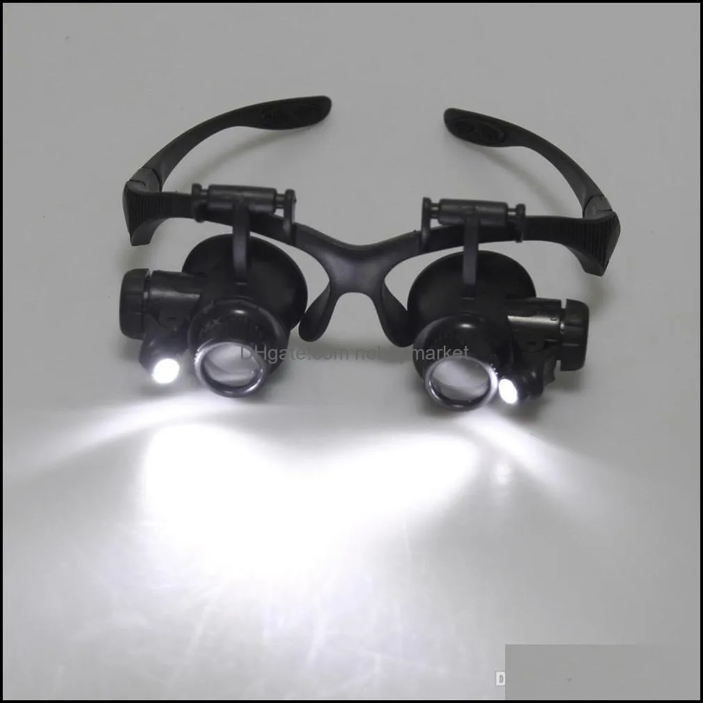 Hot 10X 15X 20X 25X magnifying Glass Double LED Lights Eye Glasses Lens Magnifier Loupe Jeweler Watch Repair Tools